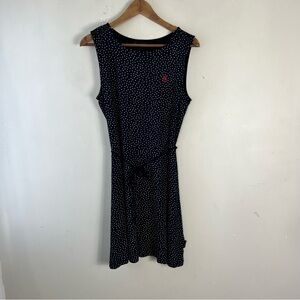 Holebrook Sweden Jennie Dress Size Medium Navy Polkadot Classic Tie Belt